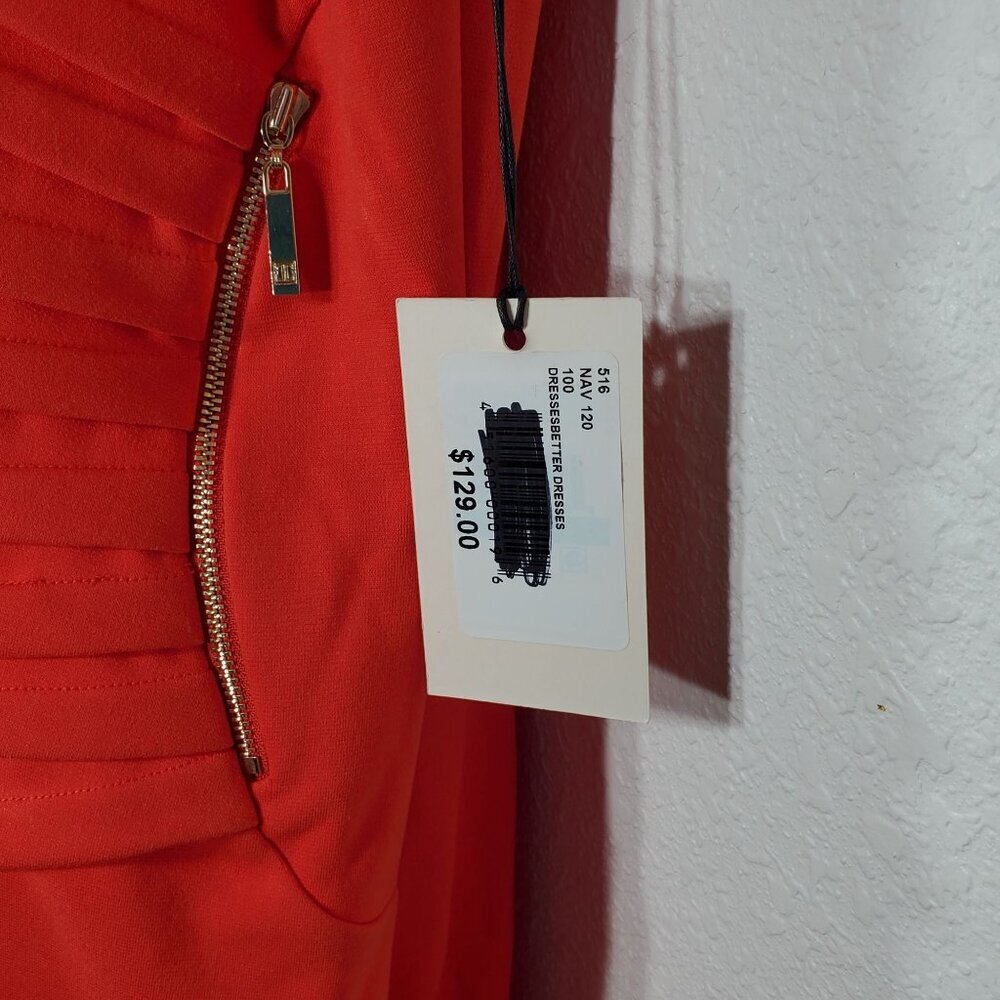 NWT Ivanka Trump Size 16 Sheath Dress Orange Starburst Sleeveless - Picture 7 of 12